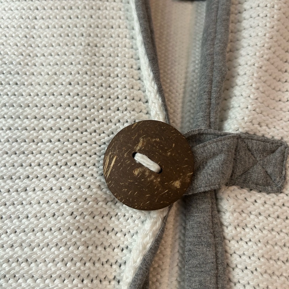 PURE Cotton Handknit Chunky White Button Cardigan Sweater Hoodie S/M‎ - Picture 3 of 9